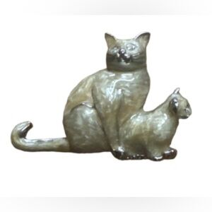 vintage stamped  Ceramic glazed Cat Figurine - Brown